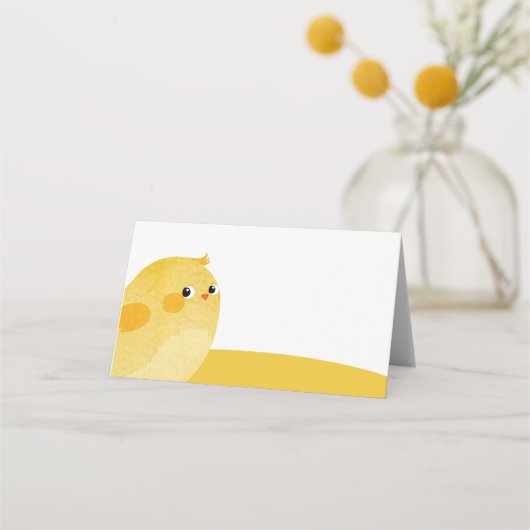 Osterkarte mit gelbem Huhn Platzkarte (Vorderseite)