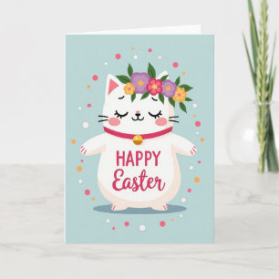 Osterkarte mit gepunkteter Katze Karte