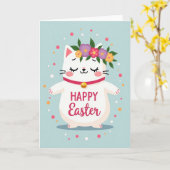 Osterkarte mit gepunkteter Katze Karte (Gelbe Blume)