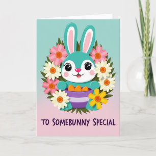 Osterkarte mit Hase und Blumen Karte