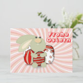 Osterkarte mit Hase und Eiern Feiertagskarte (Stehend Vorderseite)