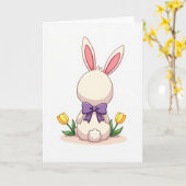 Osterkarte mit Hasen-Schleife Frühling Karte (Gelbe Blume)