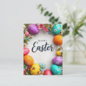 Osterkarte mit Ostereiern Postkarte (Stehend Vorderseite)