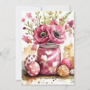 Osterkarte mit Ostereiern und Blumen Feiertagskarte