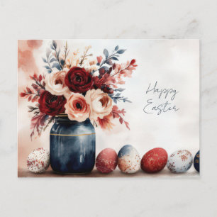 Osterkarte mit Ostereiern und Blumen Postkarte