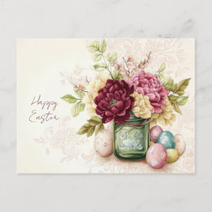 Osterkarte mit Ostereiern und Blumen Postkarte