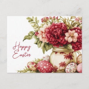 Osterkarte mit Ostereiern und Blumen Postkarte