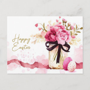 Osterkarte mit Ostereiern und Blumen Postkarte