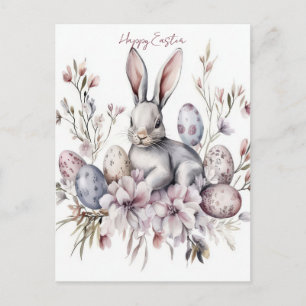 Osterkarte mit Ostereiern und Blumen Postkarte