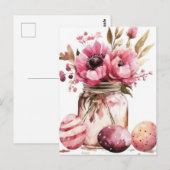 Osterkarte mit Ostereiern und Blumen Postkarte (Vorne/Hinten)