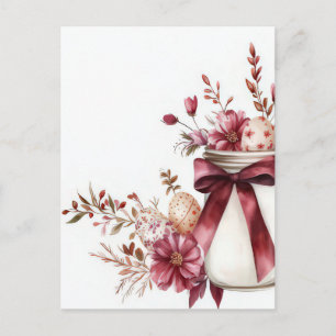 Osterkarte mit Ostereiern und Blumen Postkarte