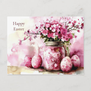 Osterkarte mit Ostereiern und Blumen Postkarte