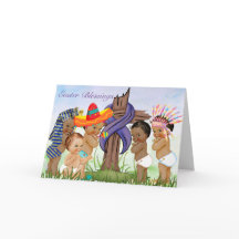 Osterkarte mit Vintagen Kindern