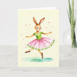Osterkarte mit Wasserfarben-Hasen-Ballett Feiertagskarte