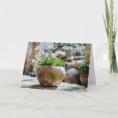 Osterkarte mit weißen Frühlingsblumen Karte (Vorderseite)