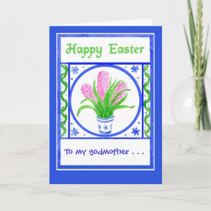 Osterkarte, rosa Hyazinthen, um sich anzupassen Feiertagskarte