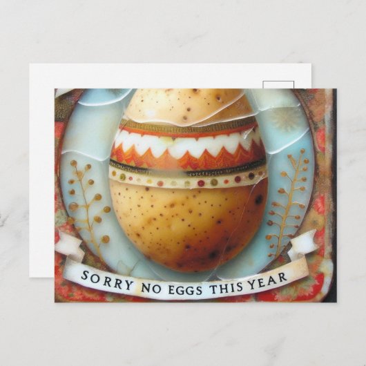 Osterkartoffel Sorry keine Eier in diesem Jahr Postkarte (Vorne/Hinten)