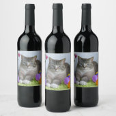 Osterkatze Klassischer Rundaufkleber Weinetikett (Flaschen)