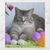 Osterkatze Klassischer Rundaufkleber Weinetikett (Einzelnes Label)