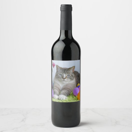 Osterkatze Klassischer Rundaufkleber Weinetikett (Vorderseite)