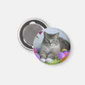 Osterkatze Klassischer Rundsticker Mason Jar Stone Magnet (Vorderseite/Rückseite)