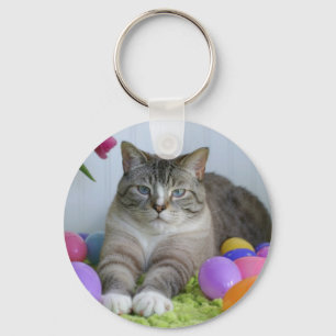 Osterkatze Klassischer Rundsticker Mason Jar Stone Schlüsselanhänger