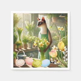 Osterkatze mit Eier-Servietten Serviette