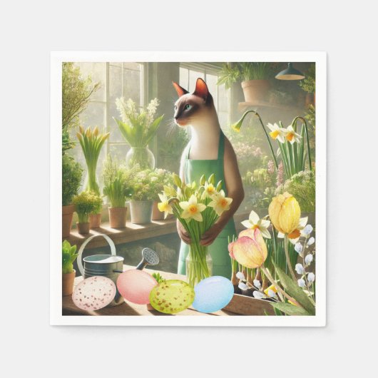 Osterkatze mit Eier-Servietten Serviette (Vorderseite)