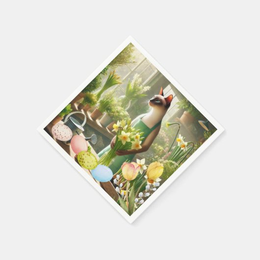 Osterkatze mit Eier-Servietten Serviette (Ecke)