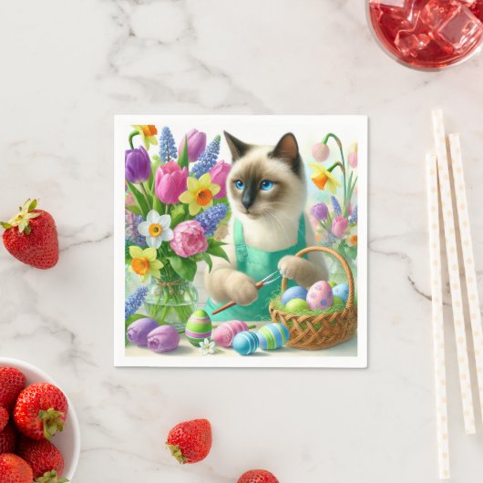 Osterkatze mit Eier-Servietten Serviette (Beispiel)