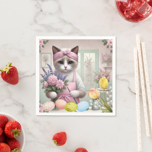 Osterkatze mit Eiern Serviette (Beispiel)