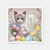 Osterkatze mit Eiern Serviette (Vorderseite)