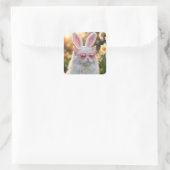 Osterkatze mit Hasenohren Quadratischer Aufkleber (Tasche)