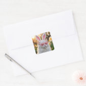 Osterkatze mit Hasenohren Quadratischer Aufkleber (Umschlag)