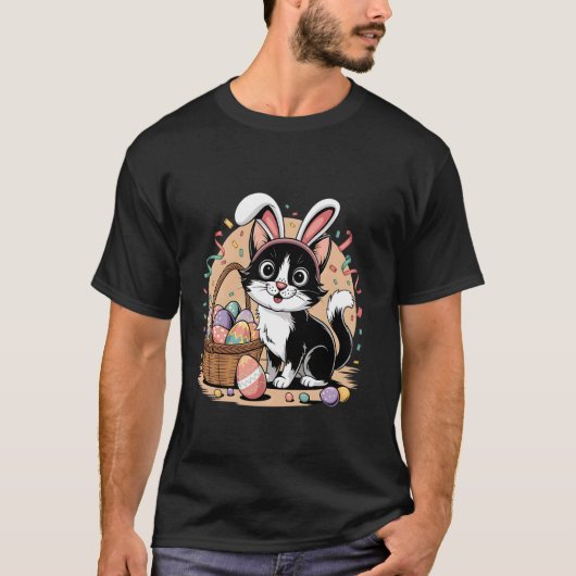 Osterkatze mit Hasenohren Süße Frühlingskatze T-Shirt (Vorderseite)