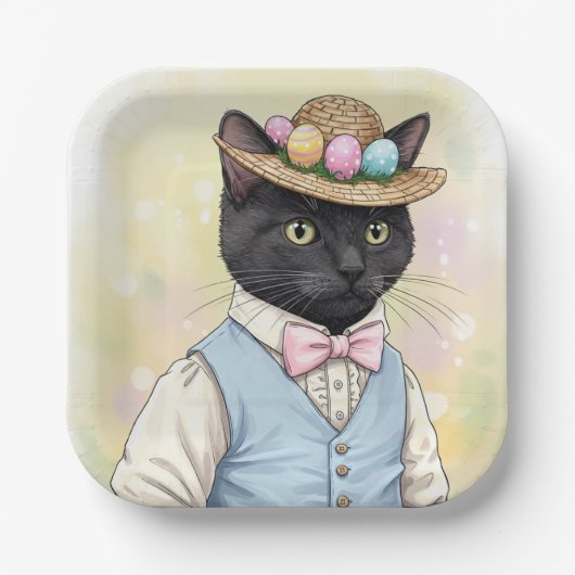 Osterkatze Pappteller (Vorderseite)