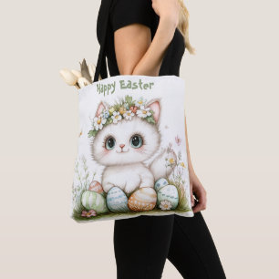 Osterkatze Tote Beutel - Niedliche Katze mit Eiern Tasche