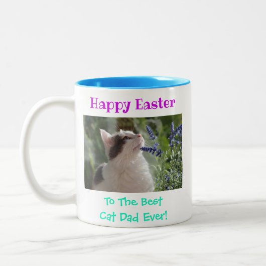 Osterkatze Vater Weltbestes Pet-Foto Zweifarbige Tasse (Links)