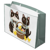 Osterkatzen Osterkörbe Kindermädchen Große Geschenktüte (Rückseite Schrägansicht)
