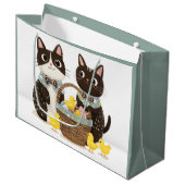 Osterkatzen Osterkörbe Kindermädchen Große Geschenktüte (Vorderseite Schrägansicht)