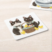 Osterkatzen Osterkörbe Kindermädchen Rechteckiger Pappuntersetzer (angewinkelt)