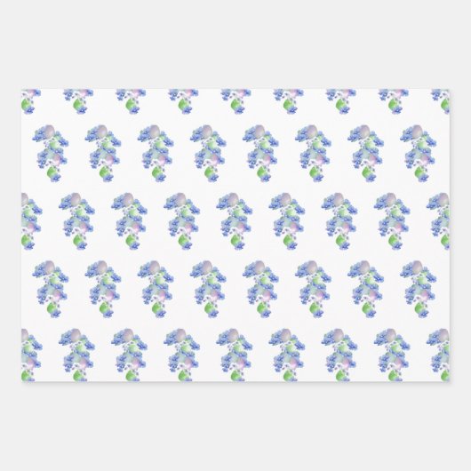 Osterkatzen und -eier in Lavendel, Blau und Grün Geschenkpapier Set (Vorderseite)