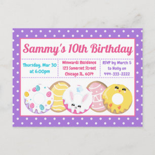 Osterkekse Donuts und Süßigkeiten Geburtstagsfeier Postkarte