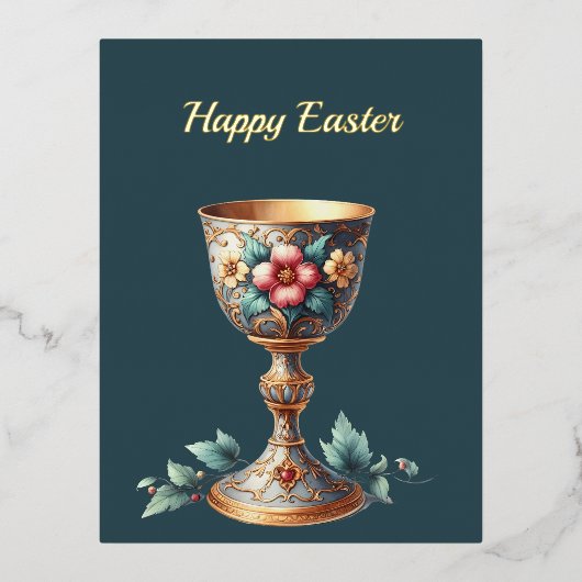 Osterkhalice Cup Blumenbild Folien Feiertagspostkarte (Vorderseite)
