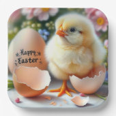 Osterkiche, die aus der Muschel des Eiers hervorge Pappteller (Vorderseite)