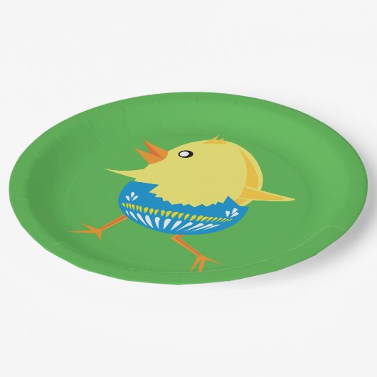 Osterkichtenpapier-Teller Pappteller (Schrägansicht)