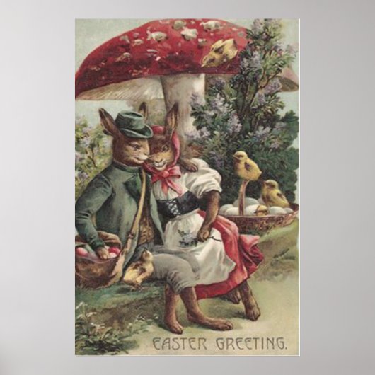 Osterkick Bunny Couple gefärbtes Ei Pilz Poster (Vorne)