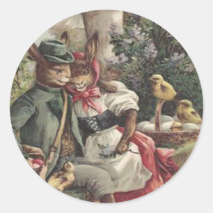 Osterkick Bunny Couple gefärbtes Ei Pilz Runder Aufkleber