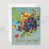 Osterkick Lila Ei Iris Feiertagspostkarte (Vorne/Hinten)