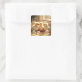 Osterkinder mit Gingham-Eiern Quadratischer Aufkleber (Tasche)